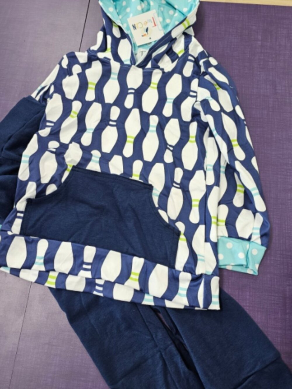 Ready Set Bowl Blue Jogger Set - Wellington Design